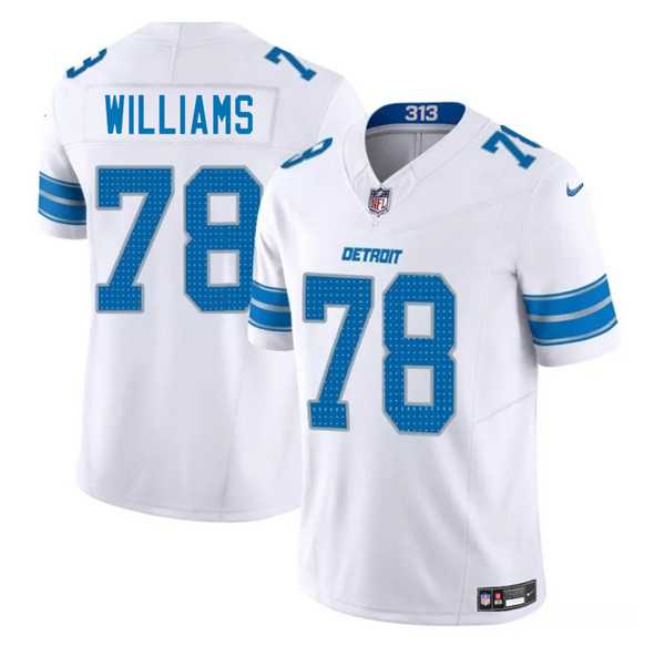 Men & Women & Youth Detroit Lions #78 Tyleik Williams White 2025 Draft F.U.S.E. Vapor Limited Stitched Jersey